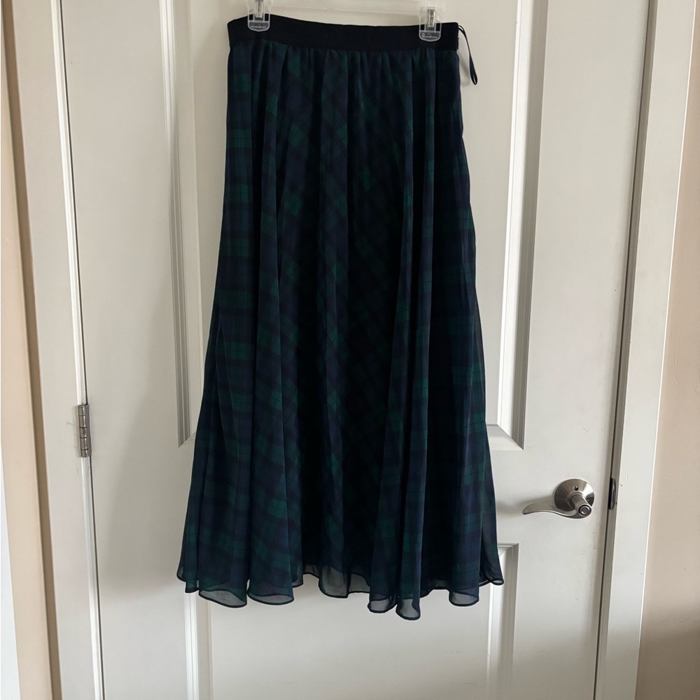 Tommy Hilfiger Adaptive Tartan Pleated Midi Skirt with Pull-Up Loops - size 38
